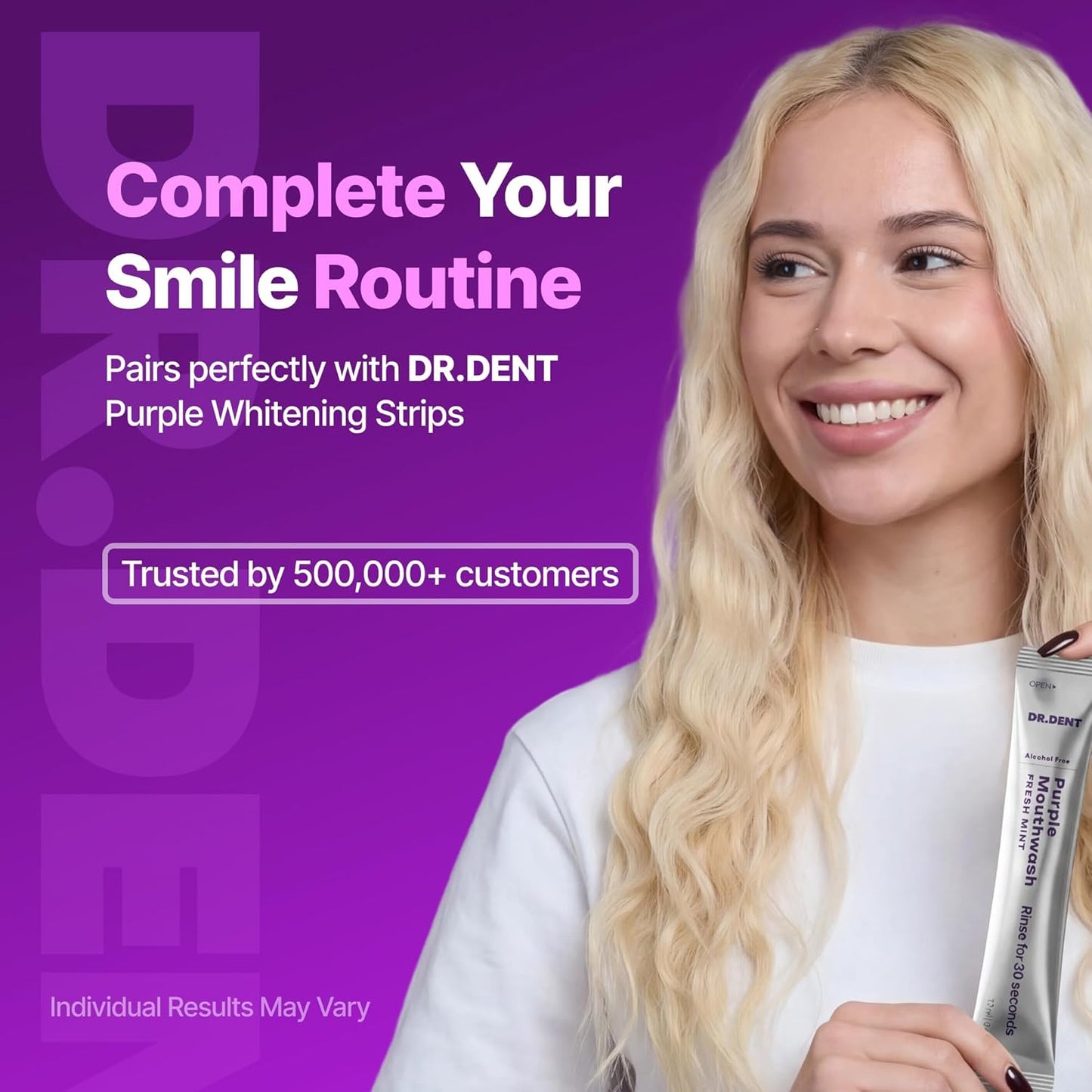 Purple Mouthwash Sachets - Color-Correcting Rinse For A Brighter-Looking Smile