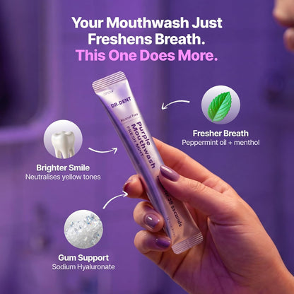 Purple Mouthwash Sachets - Color-Correcting Rinse For A Brighter-Looking Smile