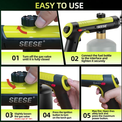 Propane Torch(Propane Tank Not Included) - One-Touch Ignition & Adjustable Max Power Flame for BBQ, Searing & Outdoor Fire Starting