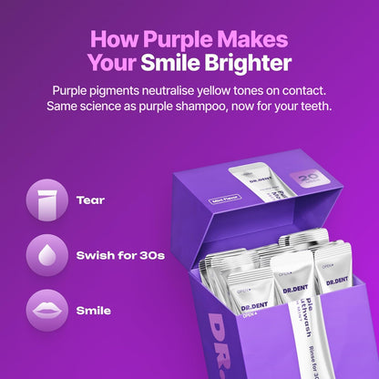 Purple Mouthwash Sachets - Color-Correcting Rinse For A Brighter-Looking Smile