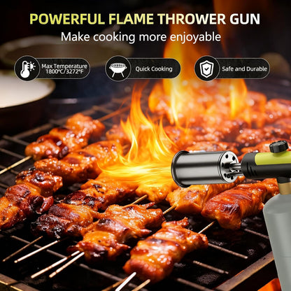 Propane Torch(Propane Tank Not Included) - One-Touch Ignition & Adjustable Max Power Flame for BBQ, Searing & Outdoor Fire Starting
